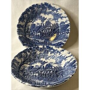 Vintage Myott Staffordshire England Royal Mail Blue Berry Dessert Bowls Lot Of 2